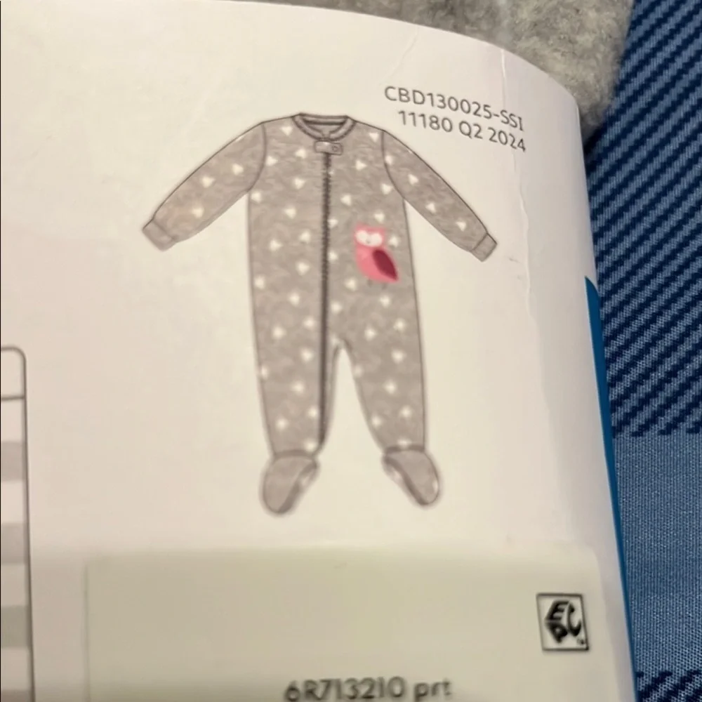 NWT Carter's Gray with pink owl fleece footie pajamas 2T